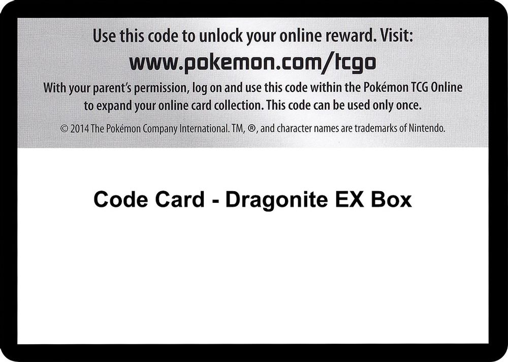 Code Card - Dragonite EX Box — XY - Evolutions
