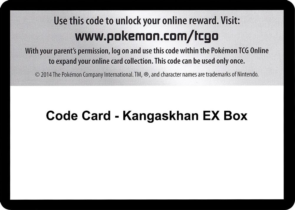 Code Card - Kangaskhan EX Box — XY - Evolutions