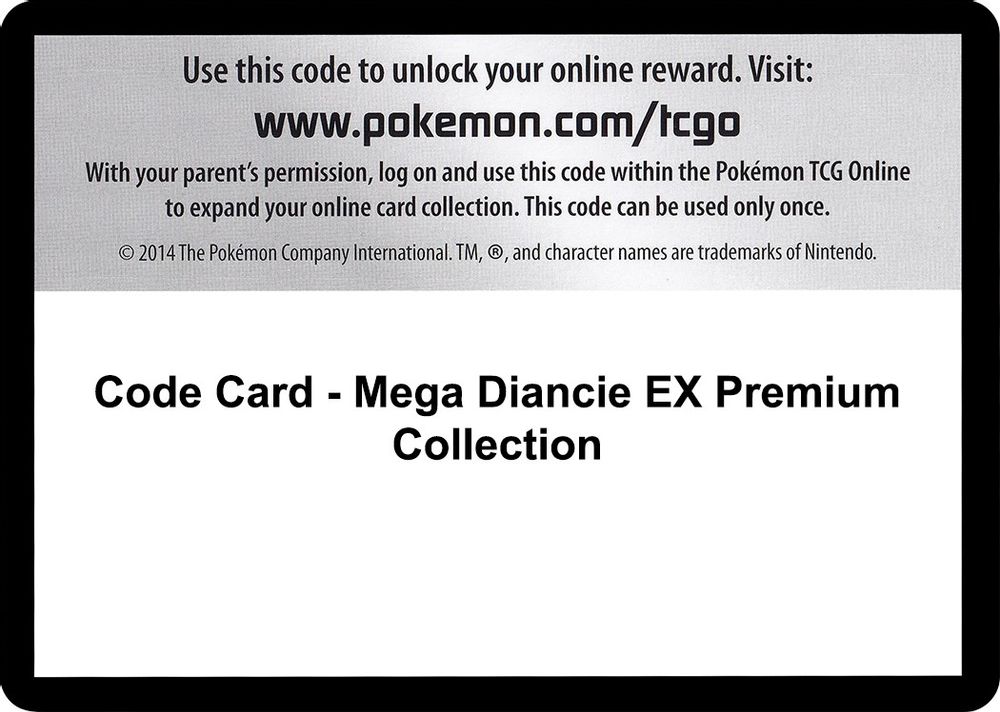 Code Card - Mega Diancie EX Premium Collection — XY - Phantom Forces