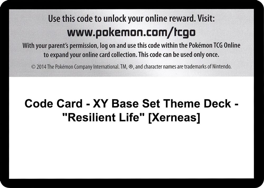 Code Card - XY Base Set Theme Deck - "Resilient Life" [Xerneas] — XY Base Set