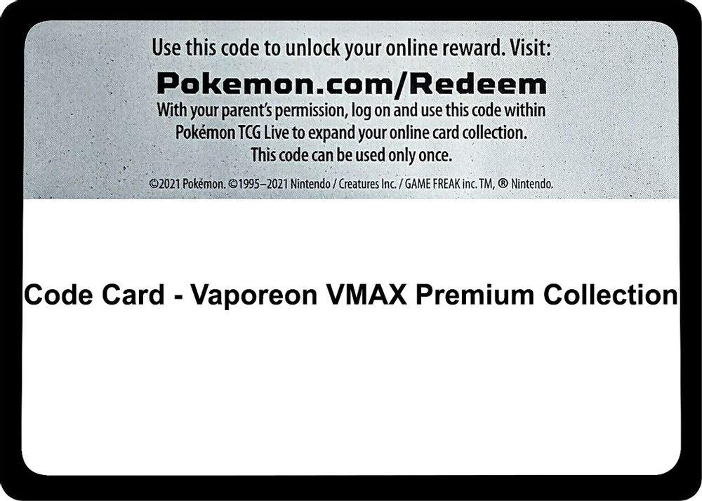 Code Card - Vaporeon VMAX Premium Collection — Miscellaneous Cards & Products