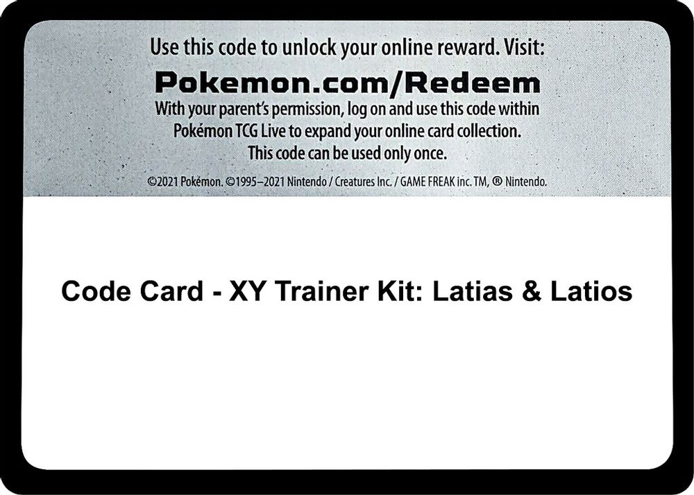Code Card - XY Trainer Kit: Latias & Latios — XY Trainer Kit: Latias & Latios