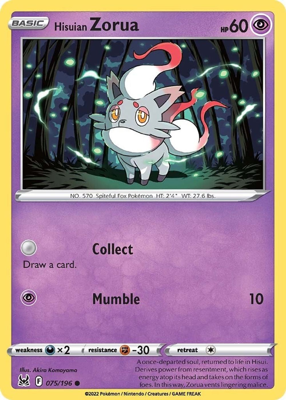 Hisuian Zorua — SWSH11: Lost Origin