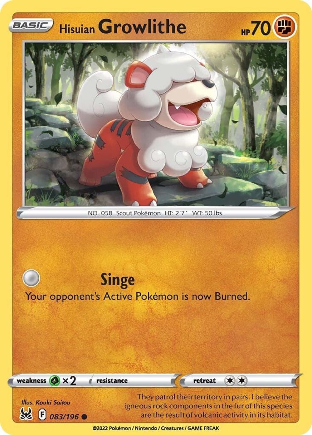 Hisuian Growlithe — SWSH11: Lost Origin