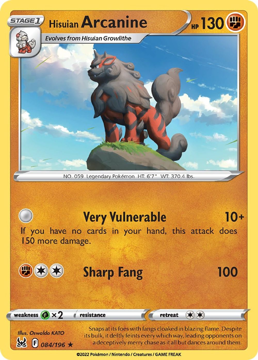 Hisuian Arcanine - 084/196 (Non-Holo) — Deck Exclusives