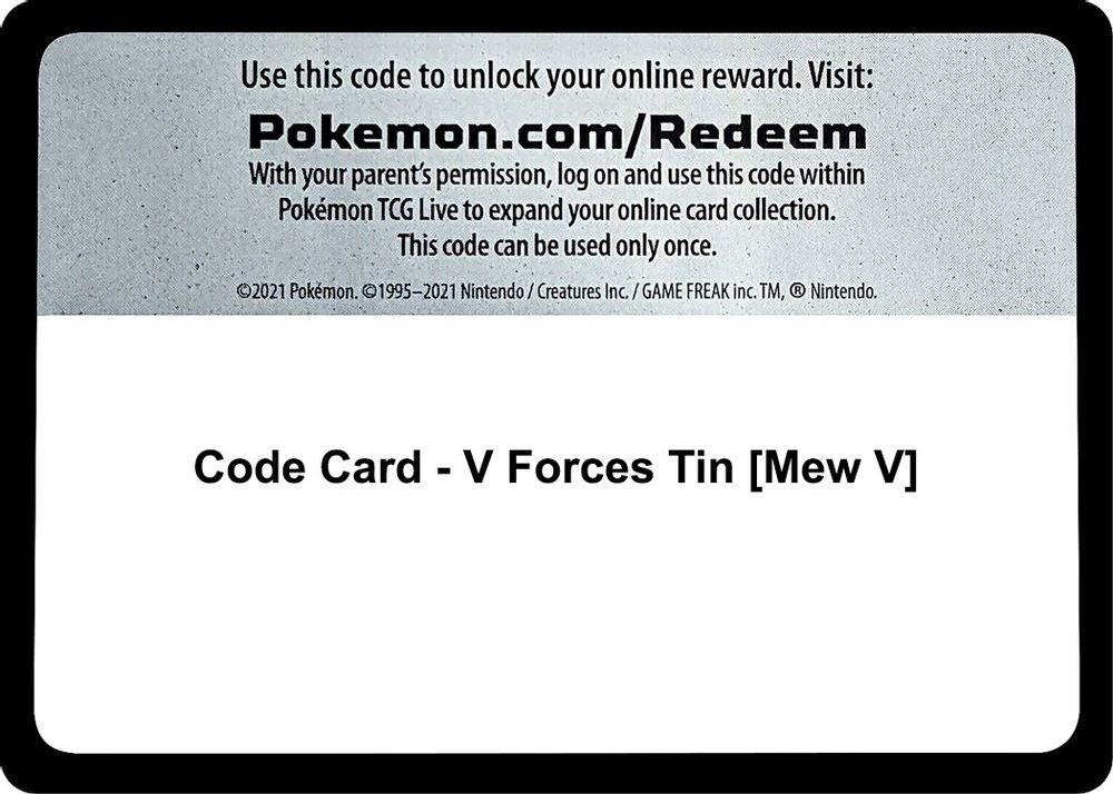 Code Card - V Forces Tin [Mew V] — Miscellaneous Cards & Products