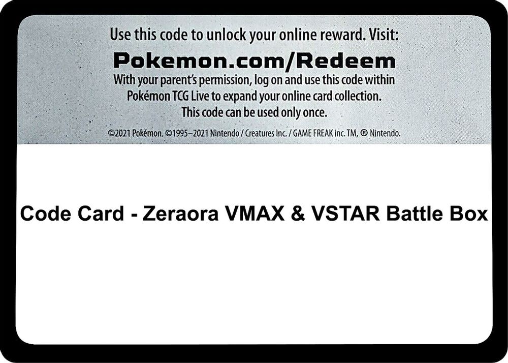 Code Card - Zeraora VMAX & VSTAR Battle Box — Miscellaneous Cards & Products