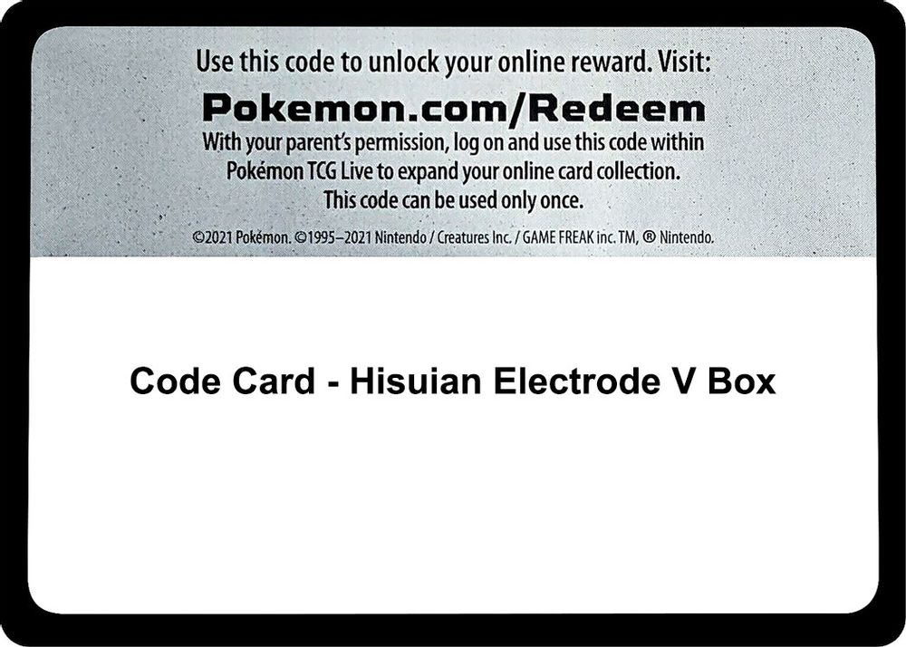 Code Card - Hisuian Electrode V Box — Miscellaneous Cards & Products