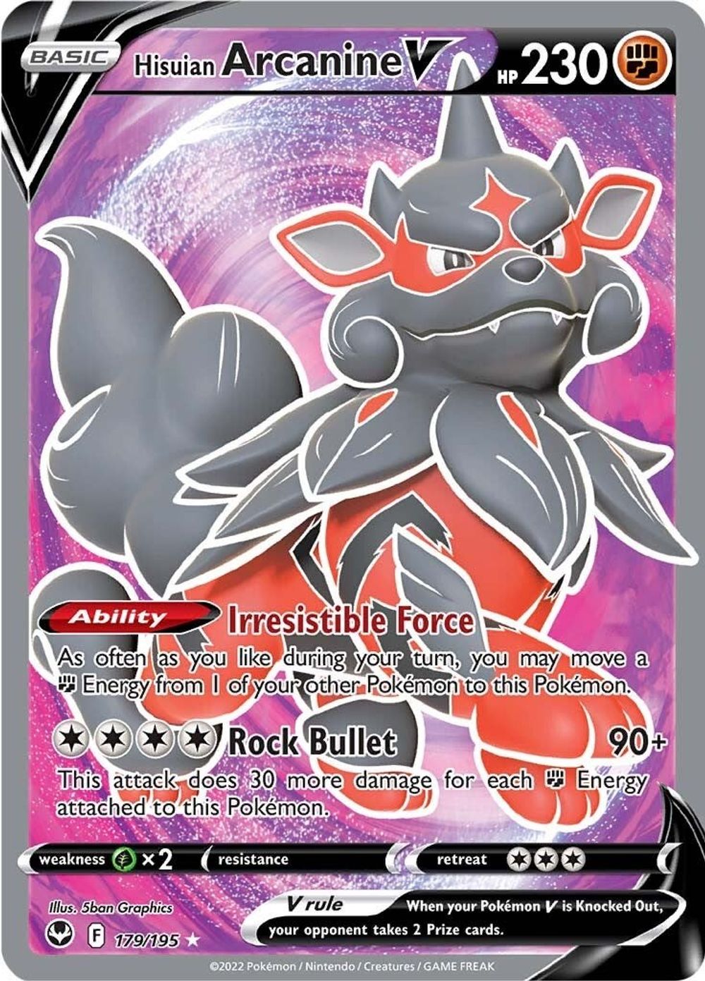 Hisuian Arcanine V (Full Art) — SWSH12: Silver Tempest