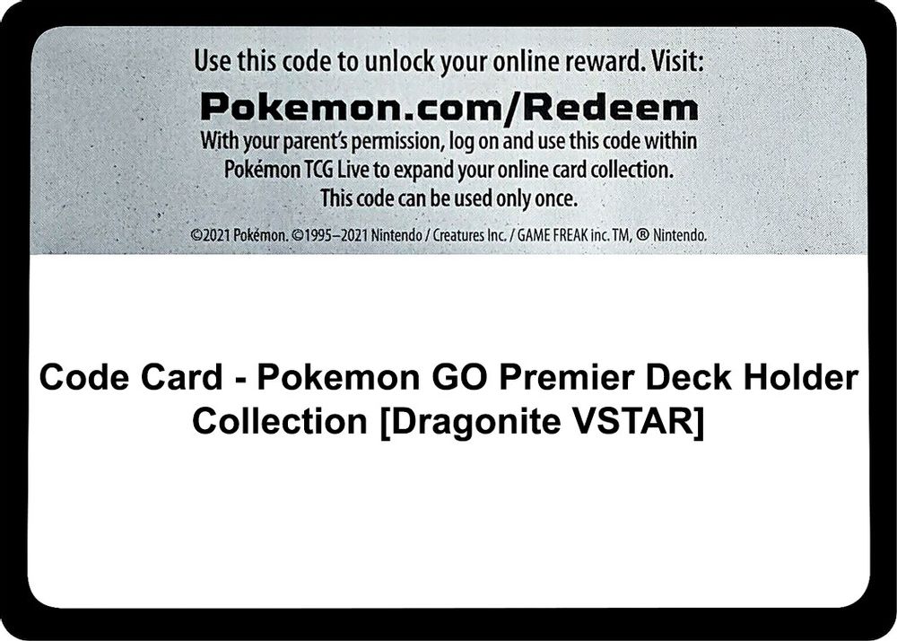 Code Card - Pokemon GO Premier Deck Holder Collection [Dragonite VSTAR] — Pokemon GO
