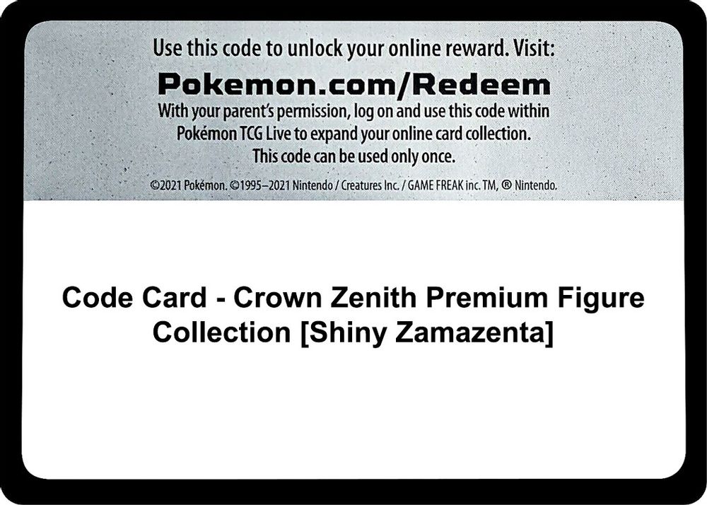 Code Card - Crown Zenith Premium Figure Collection [Shiny Zamazenta] — SWSH: Crown Zenith