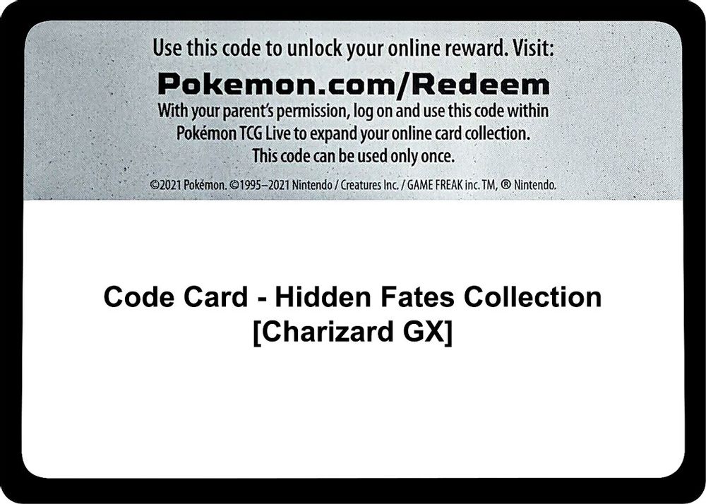 Code Card - Hidden Fates Collection [Charizard GX] — Hidden Fates