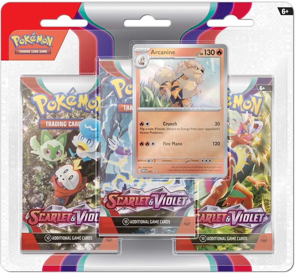 Scarlet & Violet 3 Pack Blister [Arcanine] — SV01: Scarlet & Violet Base Set