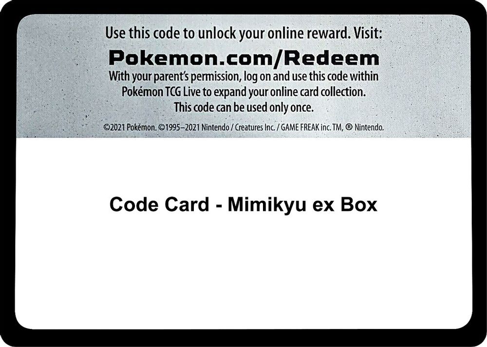 Code Card - Mimikyu ex Box — Miscellaneous Cards & Products