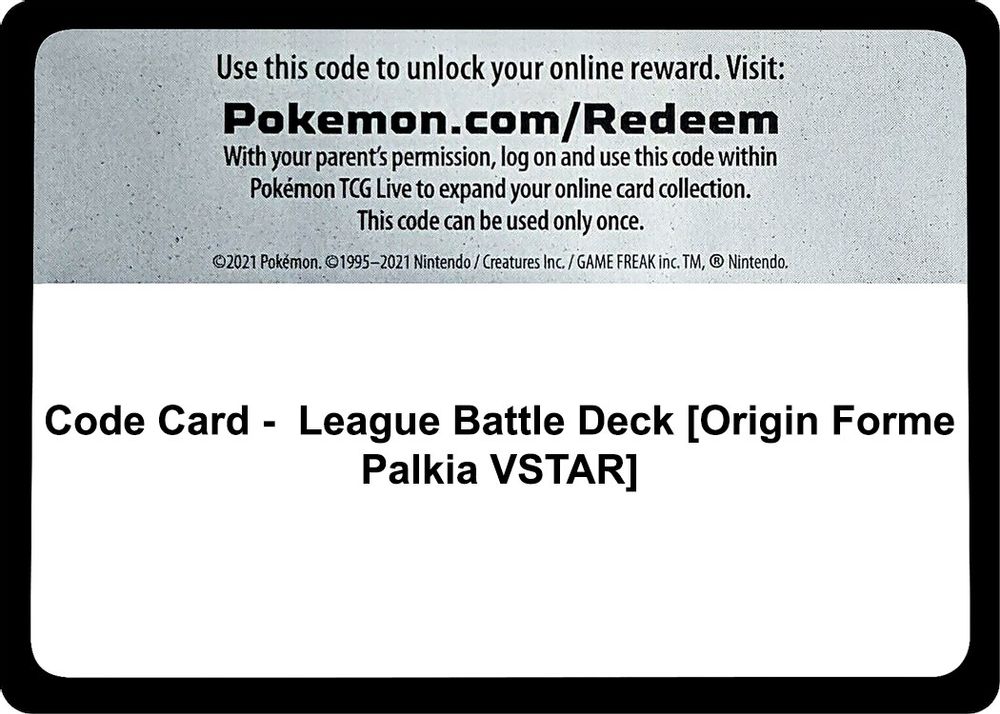 Code Card - League Battle Deck [Origin Forme Palkia VSTAR] — Miscellaneous Cards & Products