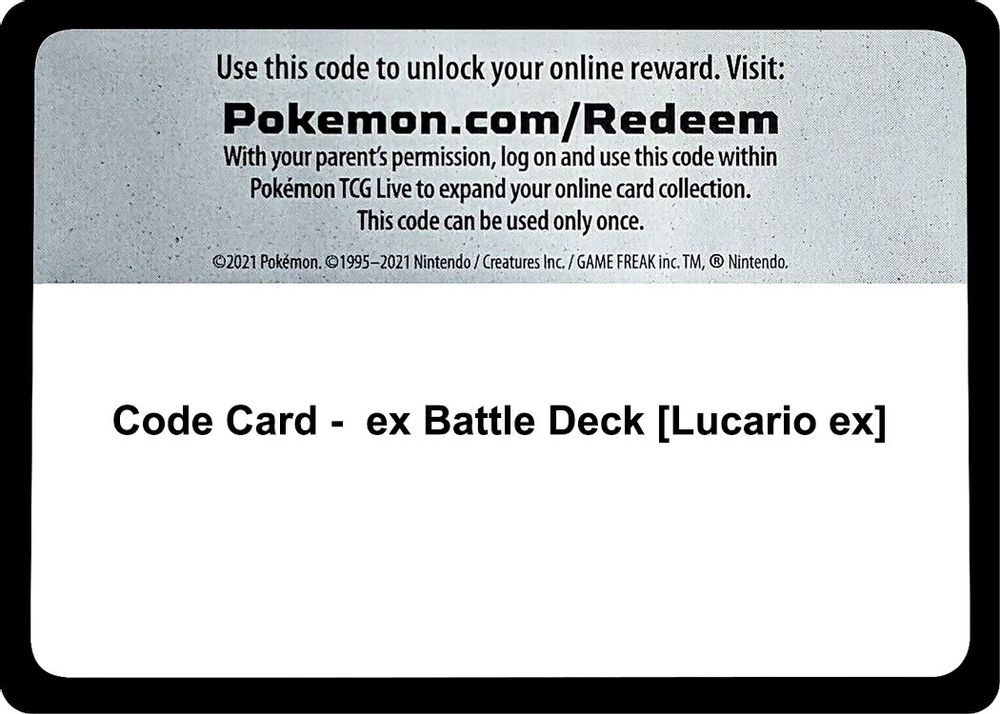 Code Card - ex Battle Deck [Lucario ex] — Miscellaneous Cards & Products