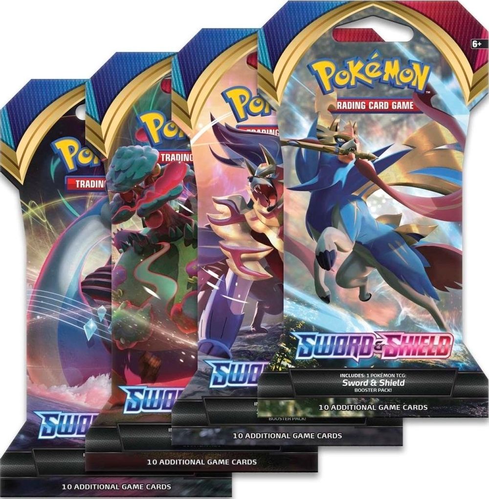 Sword And Shield Base Set Sleeved Booster Pack Art Bundle [Set of 4] — SWSH01: Sword & Shield Base Set