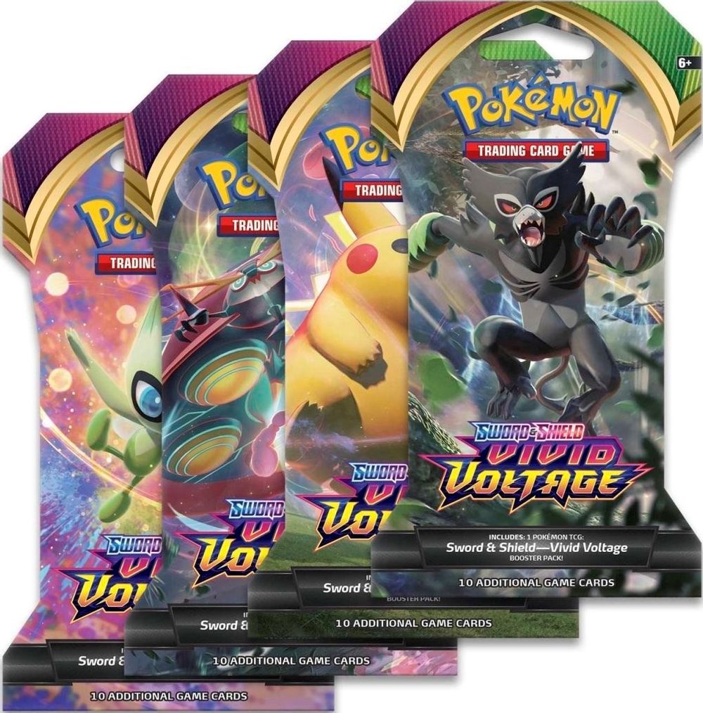 Vivid Voltage Sleeved Booster Pack Art Bundle [Set of 4] — SWSH04: Vivid Voltage