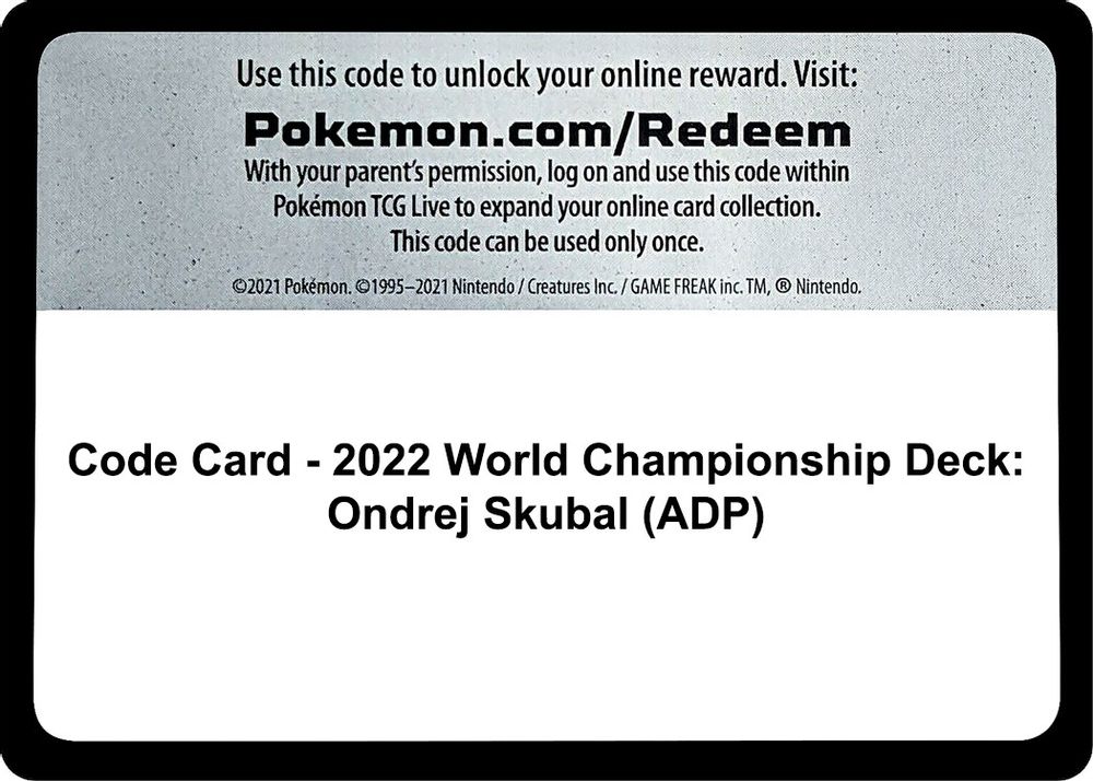 Code Card - 2022 World Championship Deck: Ondrej Skubal (ADP) — World Championship Decks
