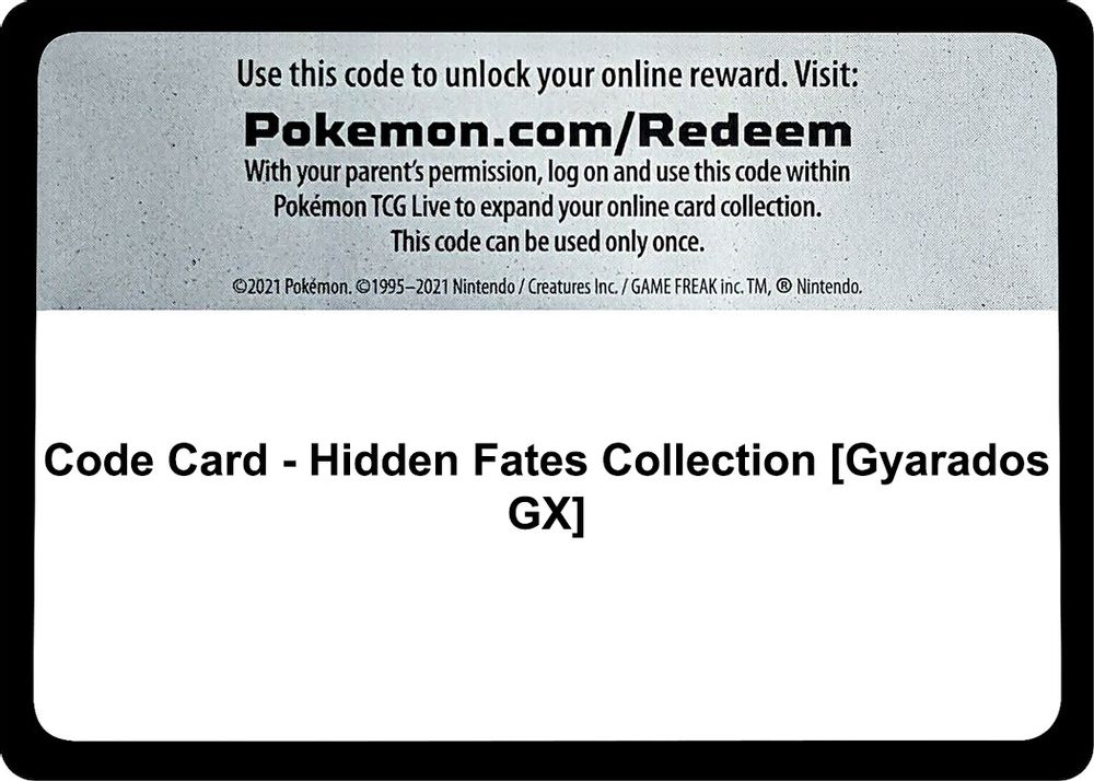 Code Card - Hidden Fates Collection [Gyarados GX] — Hidden Fates
