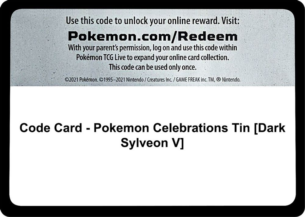 Code Card - Pokemon Celebrations Tin [Dark Sylveon V] — World Championship Decks