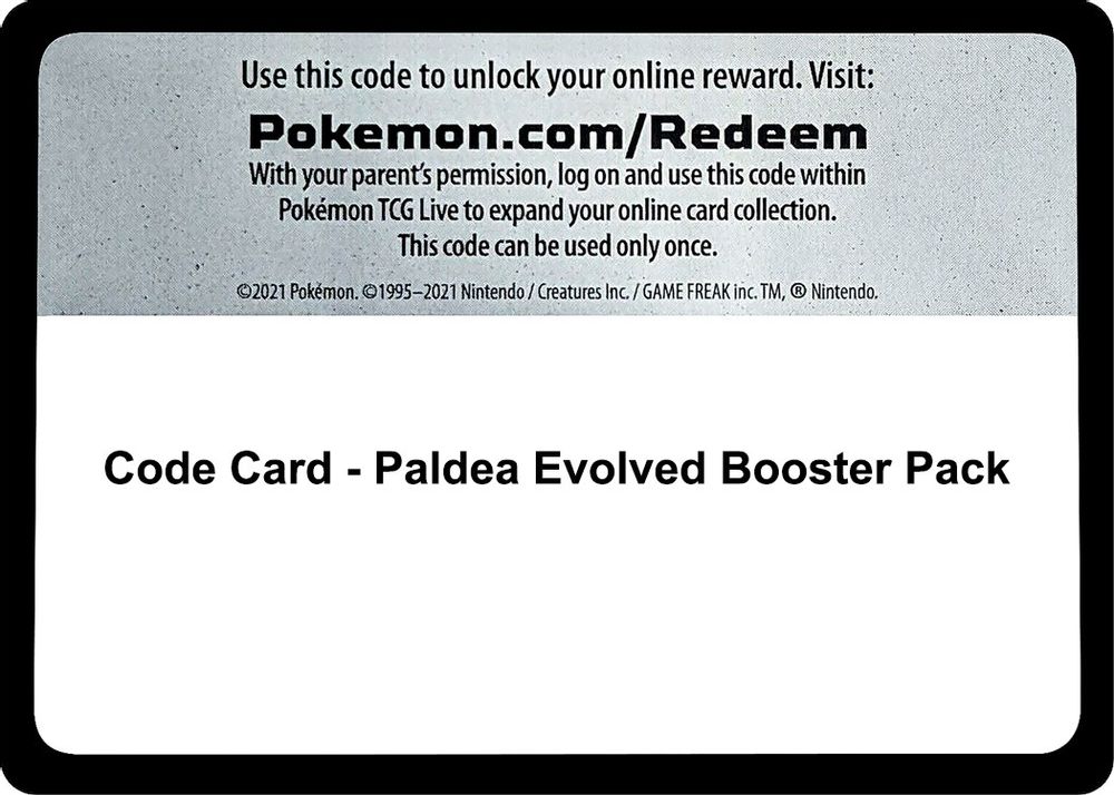 Code Card - Paldea Evolved Booster Pack — SV02: Paldea Evolved