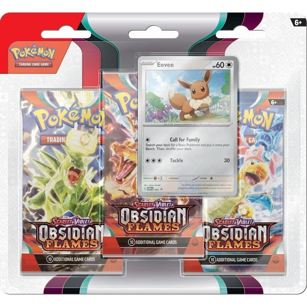 Obsidian Flames 3 Pack Blister [Eevee] — SV03: Obsidian Flames