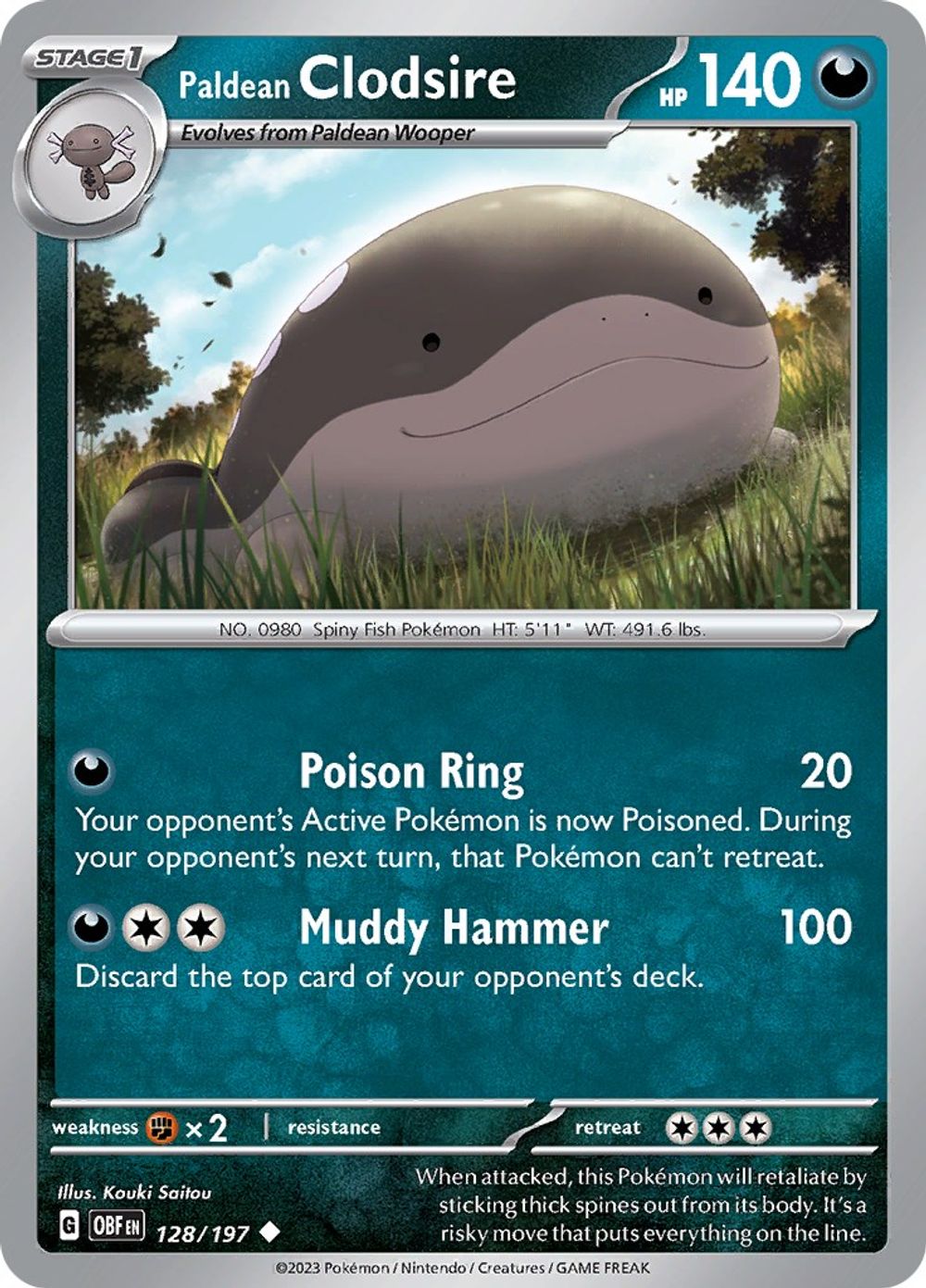 Paldean Clodsire - 128/197 — SV03: Obsidian Flames
