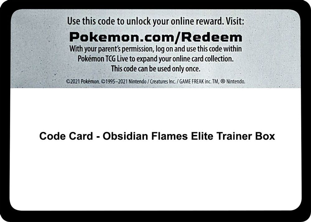 Code Card - Obsidian Flames Elite Trainer Box — SV03: Obsidian Flames