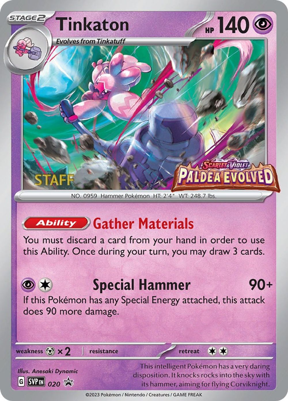 Tinkaton - 020 (Prerelease) [Staff] — SV: Scarlet & Violet Promo Cards