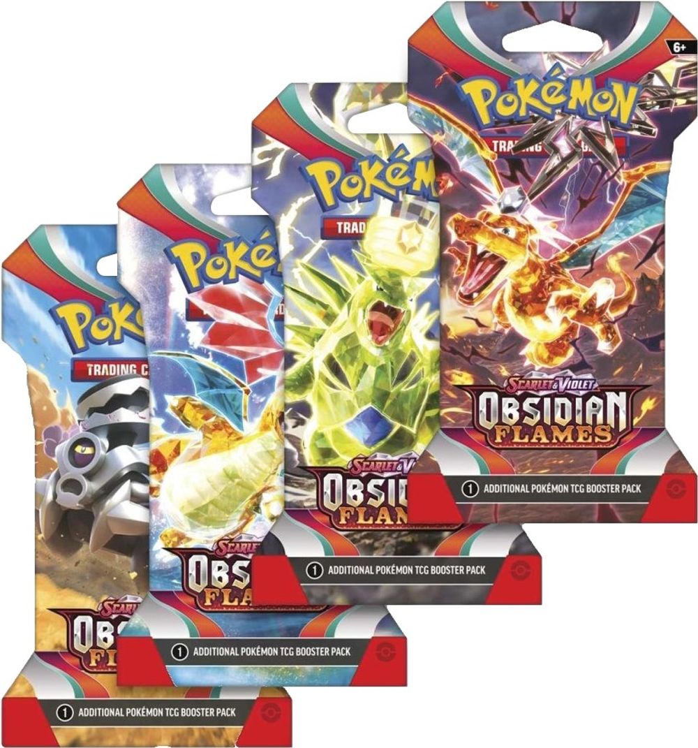 Obsidian Flames Sleeved Booster Pack Art Bundle [Set of 4] — SV03: Obsidian Flames