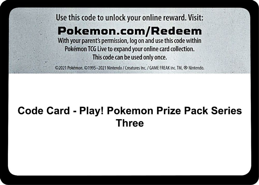 Code Card - Play! Pokemon Prize Pack Series Three — Prize Pack Series Cards