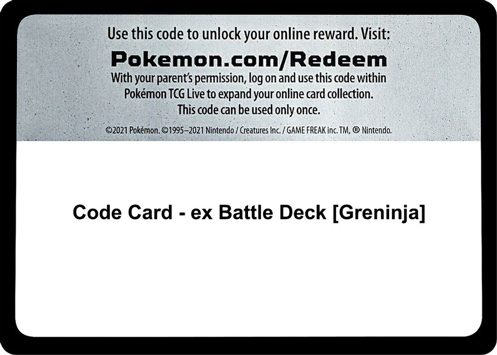 Code Card - ex Battle Deck [Greninja] — Miscellaneous Cards & Products