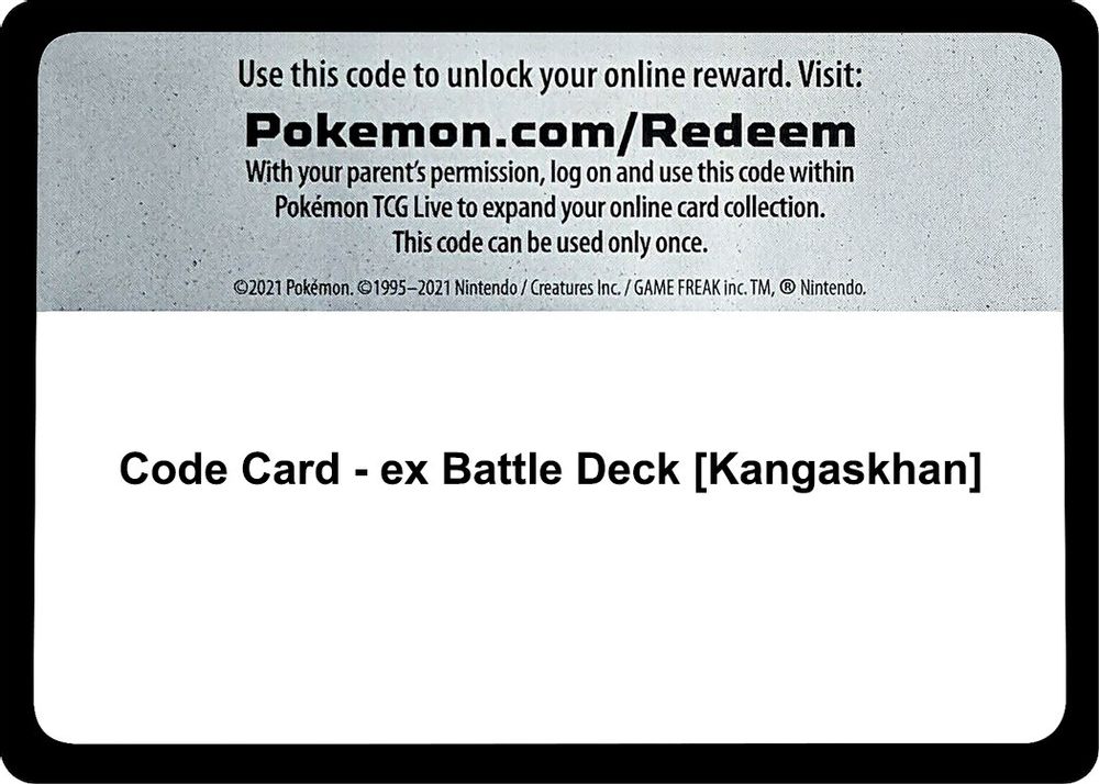 Code Card - ex Battle Deck [Kangaskhan] — Miscellaneous Cards & Products