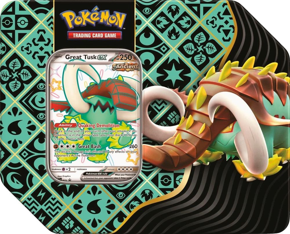 Paldean Fates Tin [Great Tusk ex] — SV: Paldean Fates