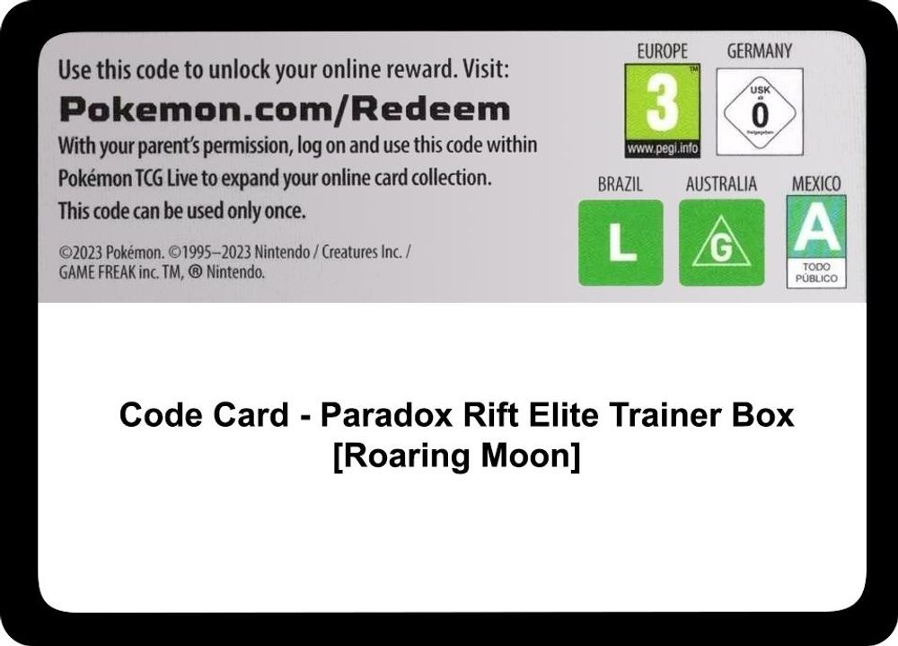 Code Card - Paradox Rift Elite Trainer Box [Roaring Moon] — SV04: Paradox Rift
