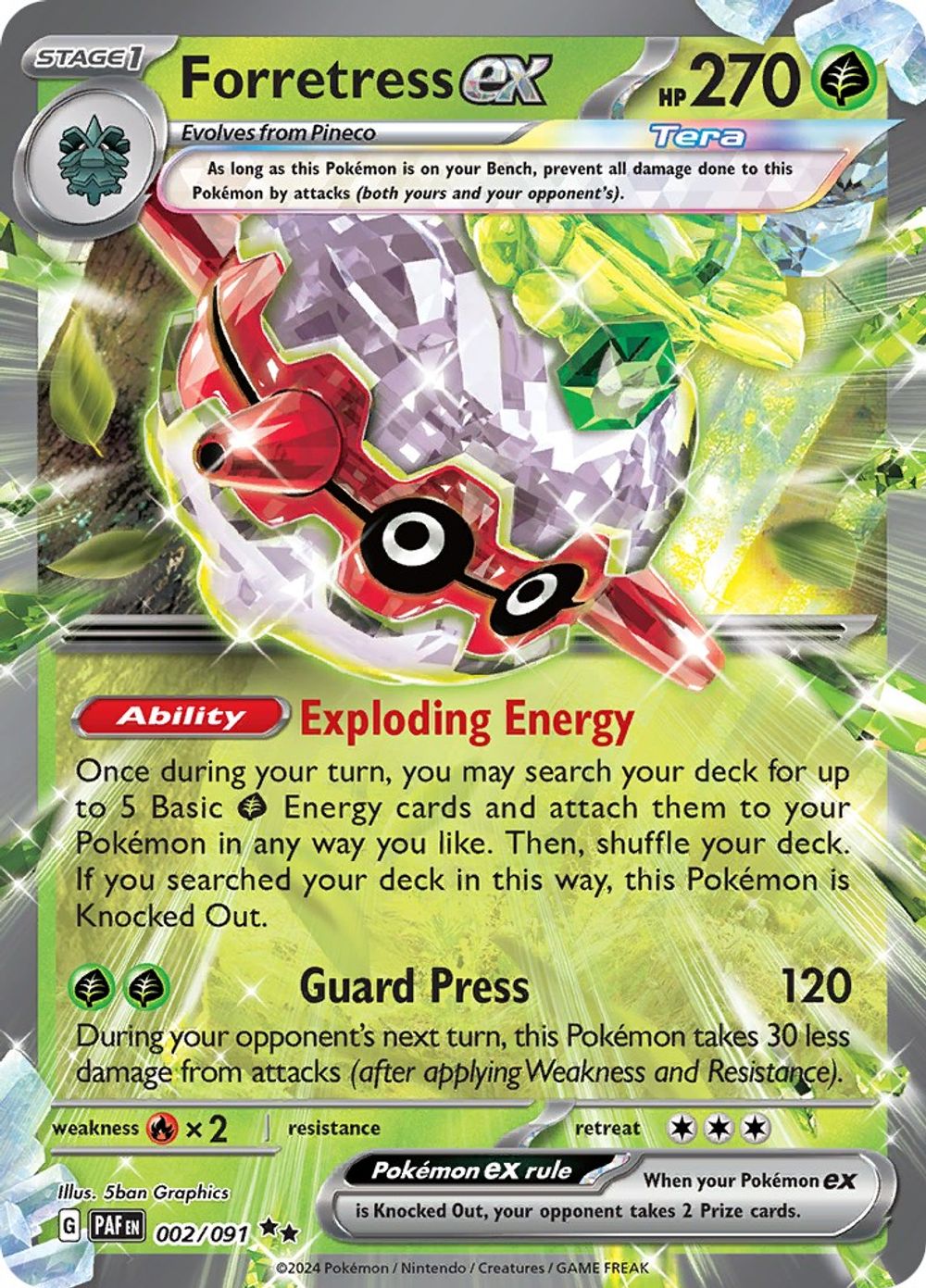 Forretress ex - 002/091 — SV: Paldean Fates