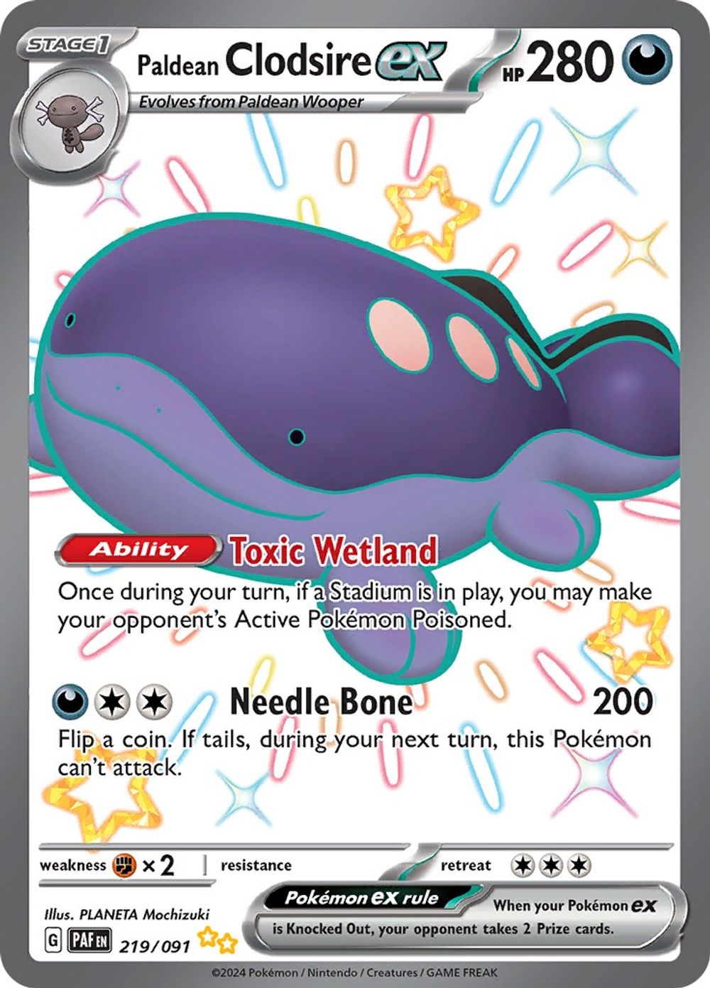 Paldean Clodsire ex - 219/091 — SV: Paldean Fates