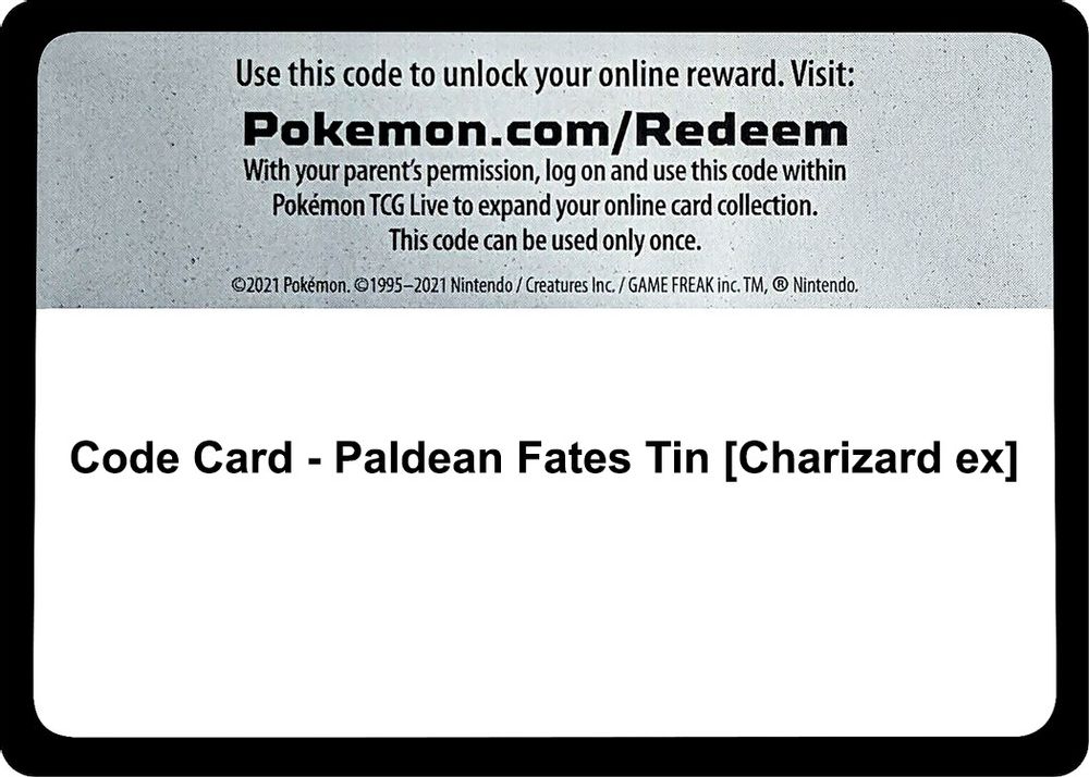 Code Card - Paldean Fates Tin [Charizard ex] — SV: Paldean Fates