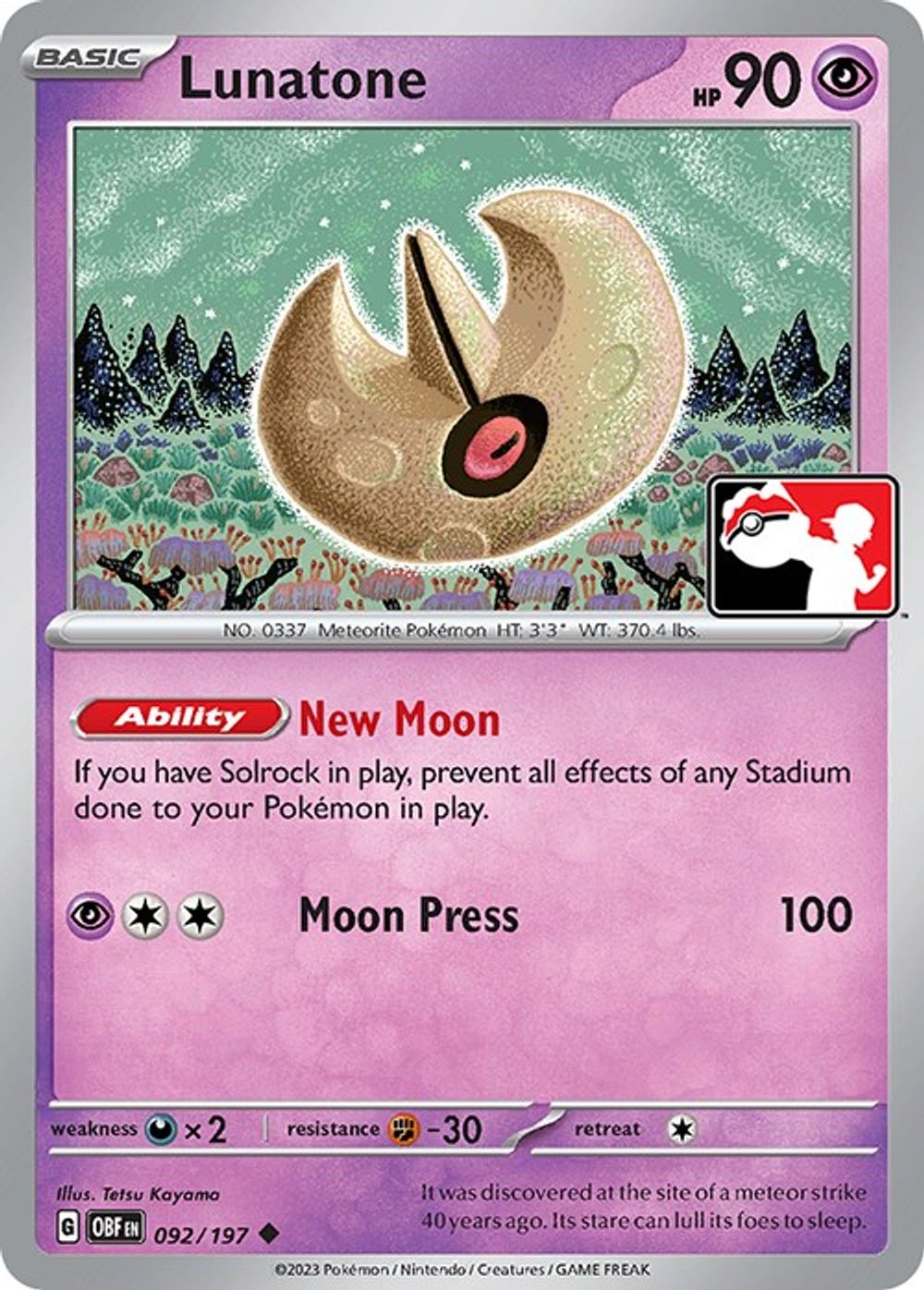 Lunatone - 092/197 — Prize Pack Series Cards