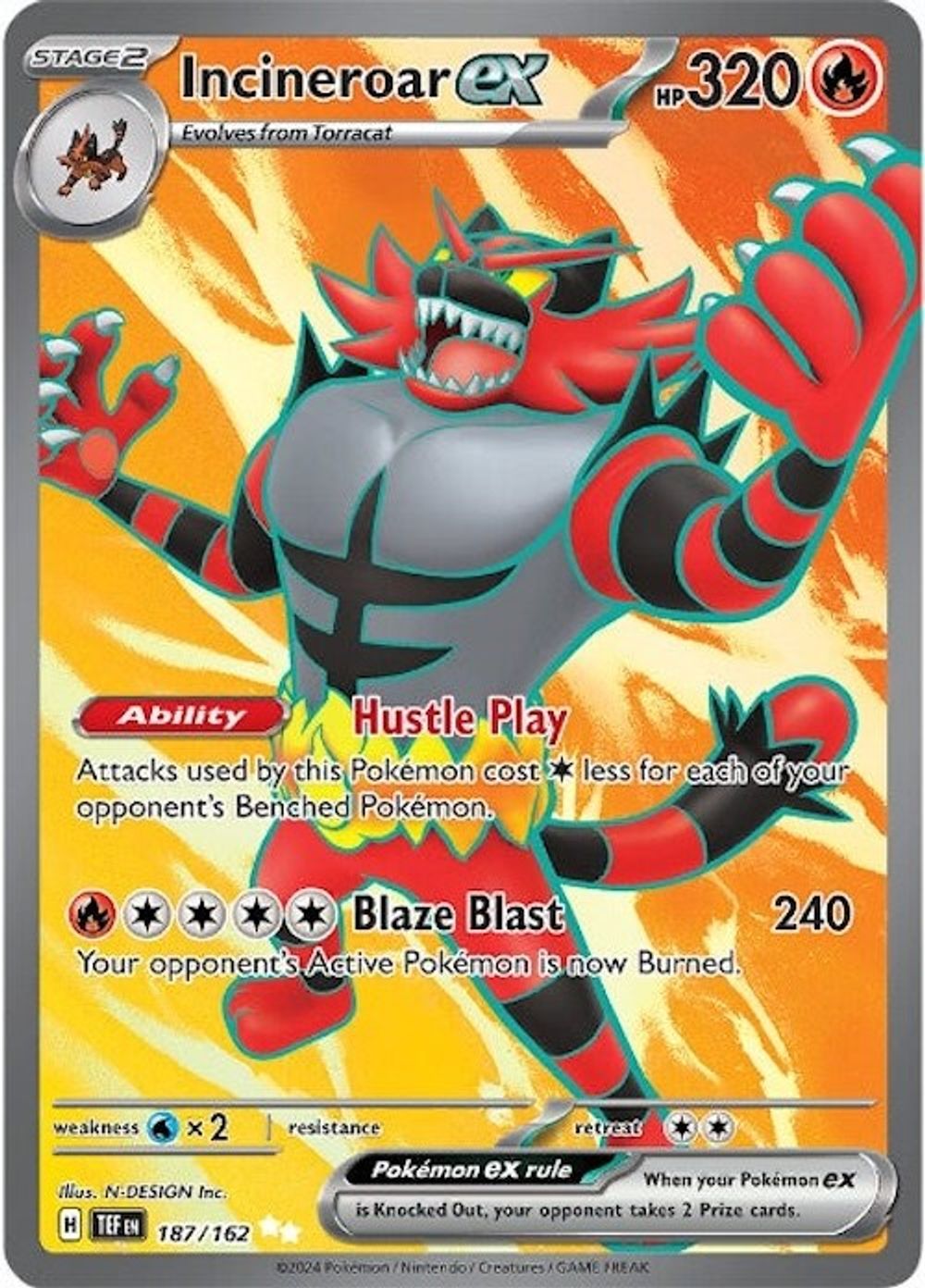 Incineroar ex - 187/162 — SV05: Temporal Forces