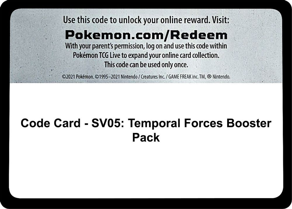Code Card - SV05: Temporal Forces Booster Pack — SV05: Temporal Forces