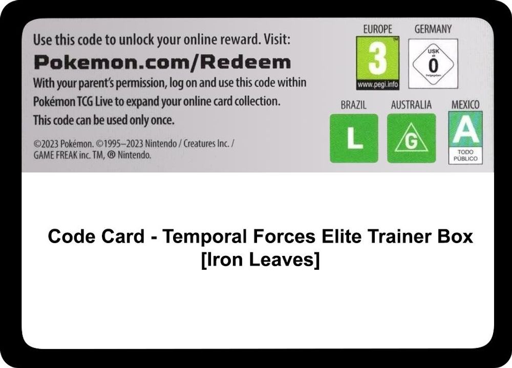 Code Card - Temporal Forces Elite Trainer Box [Iron Leaves] — SV05: Temporal Forces