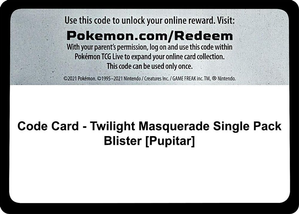 Code Card - Twilight Masquerade Single Pack Blister [Pupitar] — SV06: Twilight Masquerade