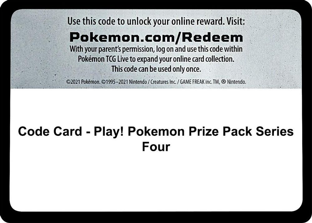Code Card - Play! Pokemon Prize Pack Series Four — Prize Pack Series Cards