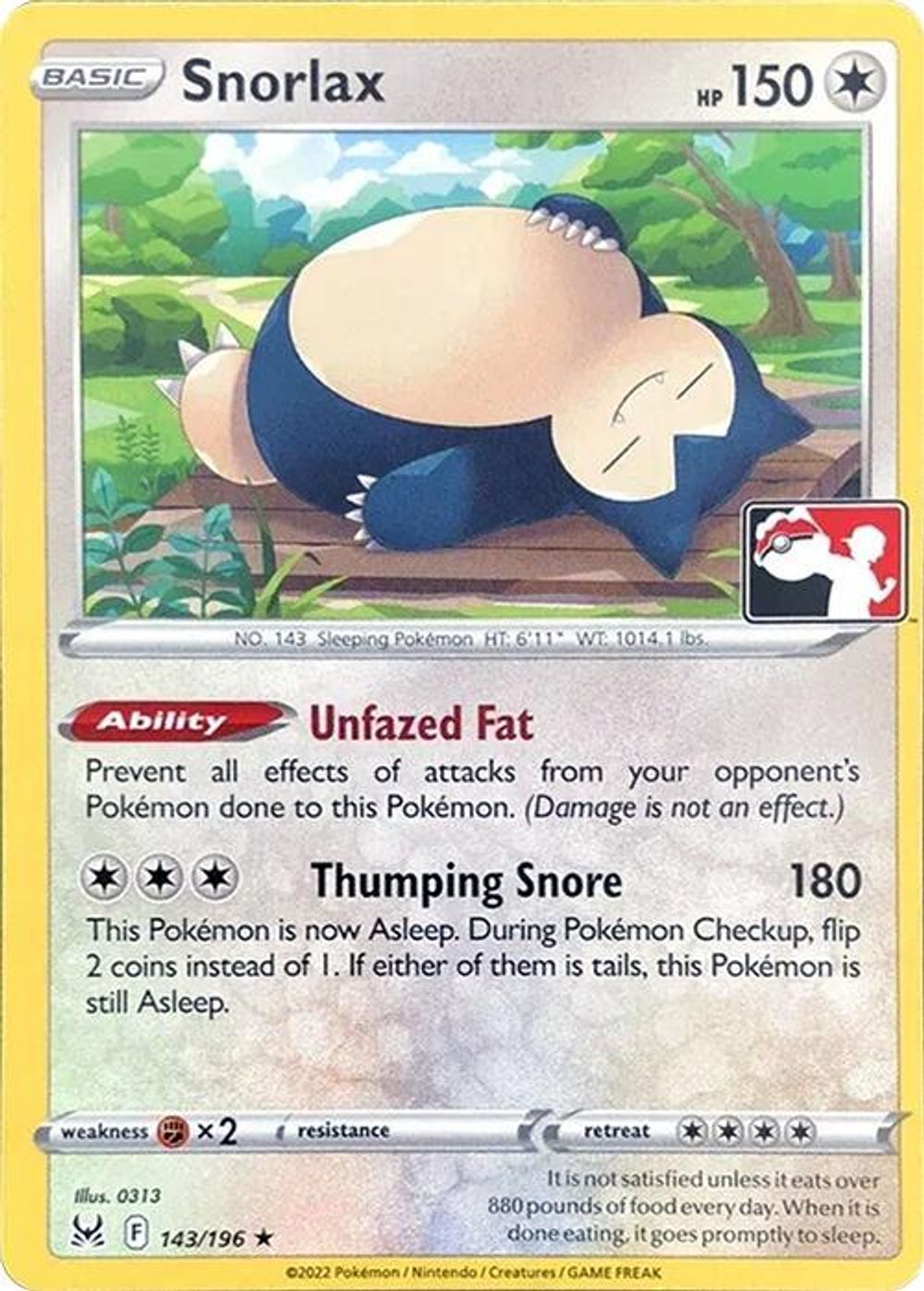 Snorlax - 143/196 — Prize Pack Series Cards