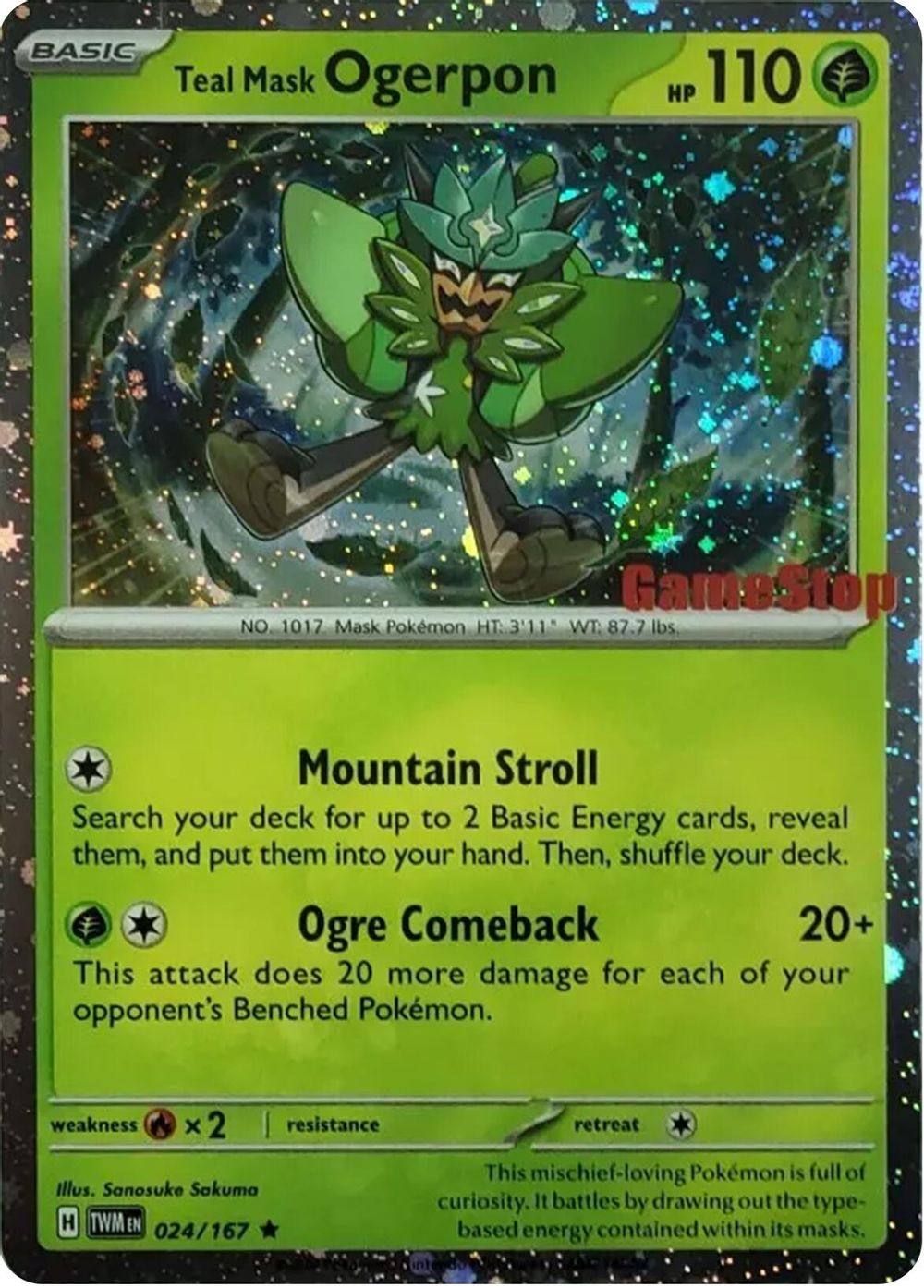 Teal Mask Ogerpon (Cosmos Holo) (Gamestop Exclusive) — Miscellaneous Cards & Products