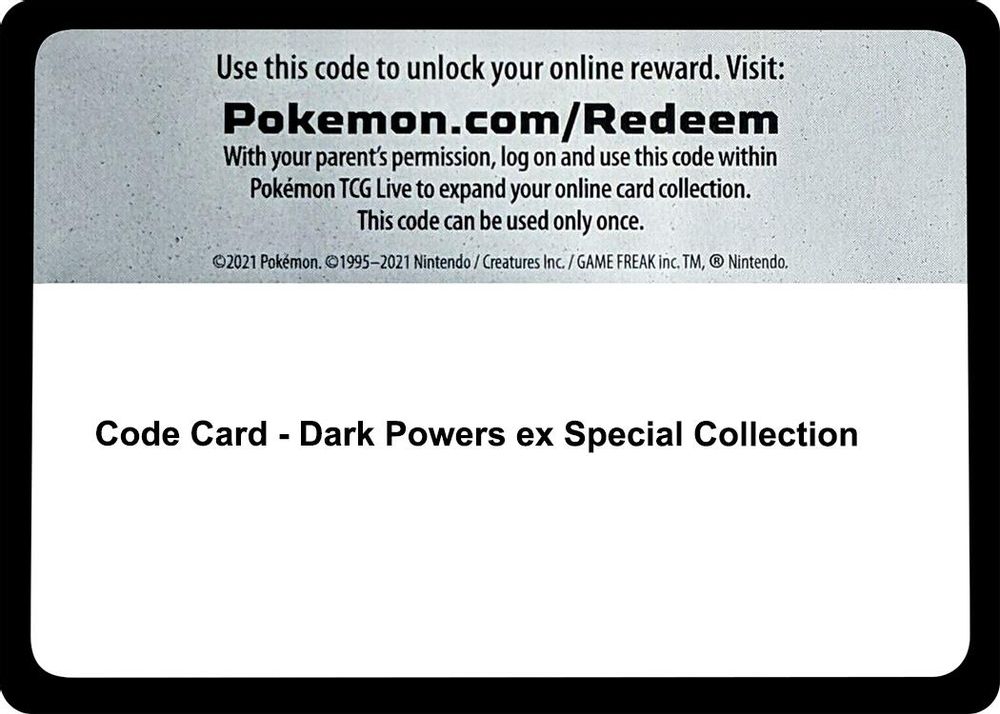Code Card - Dark Powers ex Special Collection — Miscellaneous Cards & Products