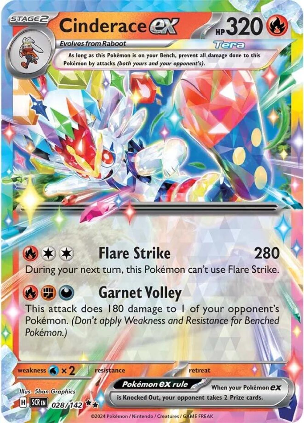 Cinderace ex - 028/142 — SV07: Stellar Crown