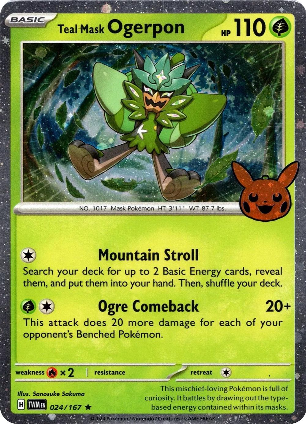 Teal Mask Ogerpon (Cosmos Holo) — Trick or Trade BOOster Bundle 2024